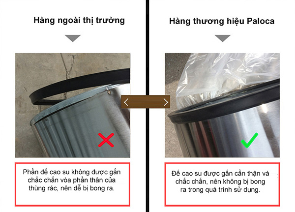 So sánh thùng rác inox Paloca và thùng rác inox ngoài thị trường